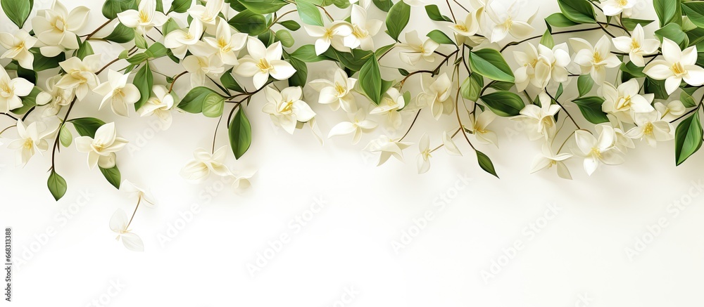 Fototapeta premium Floral backdrop with jasmine in spring and summer