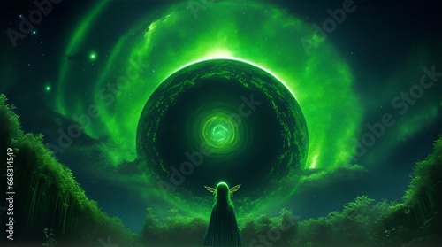 Celestial green noise overture background image