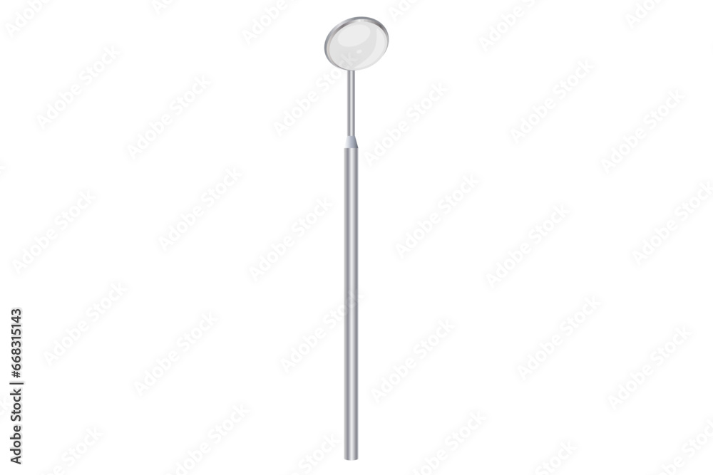 Stainless steel dental mirror on a white background Stainless steel dental mirror on a white background