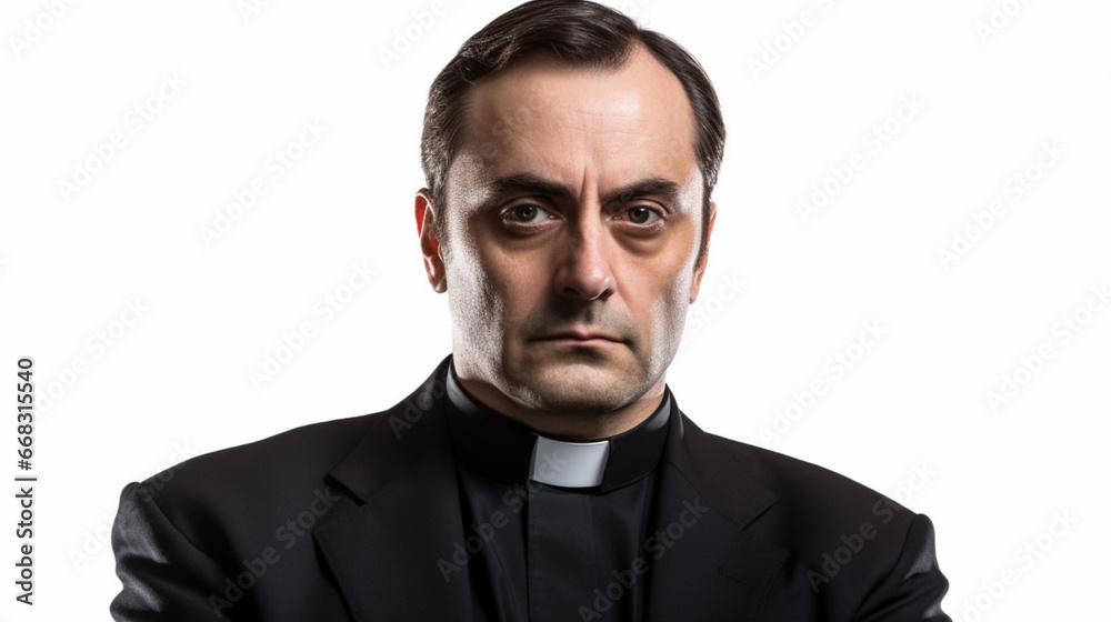 Fictitious angry Spanish Catholic priest AI generative Fictitious angry Spanish Catholic priest AI generative