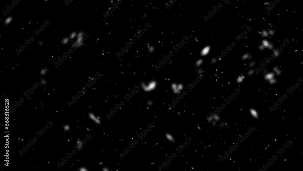 Falling snow isolated on black background. Falling snow at night. Bokeh lights on black background, flying snowflakes in the air. Winter weather. Overlay texture. Falling snow isolated on black background. Falling snow at night. Bokeh lights on black background, flying snowflakes in the air. Winter weather. Overlay texture.