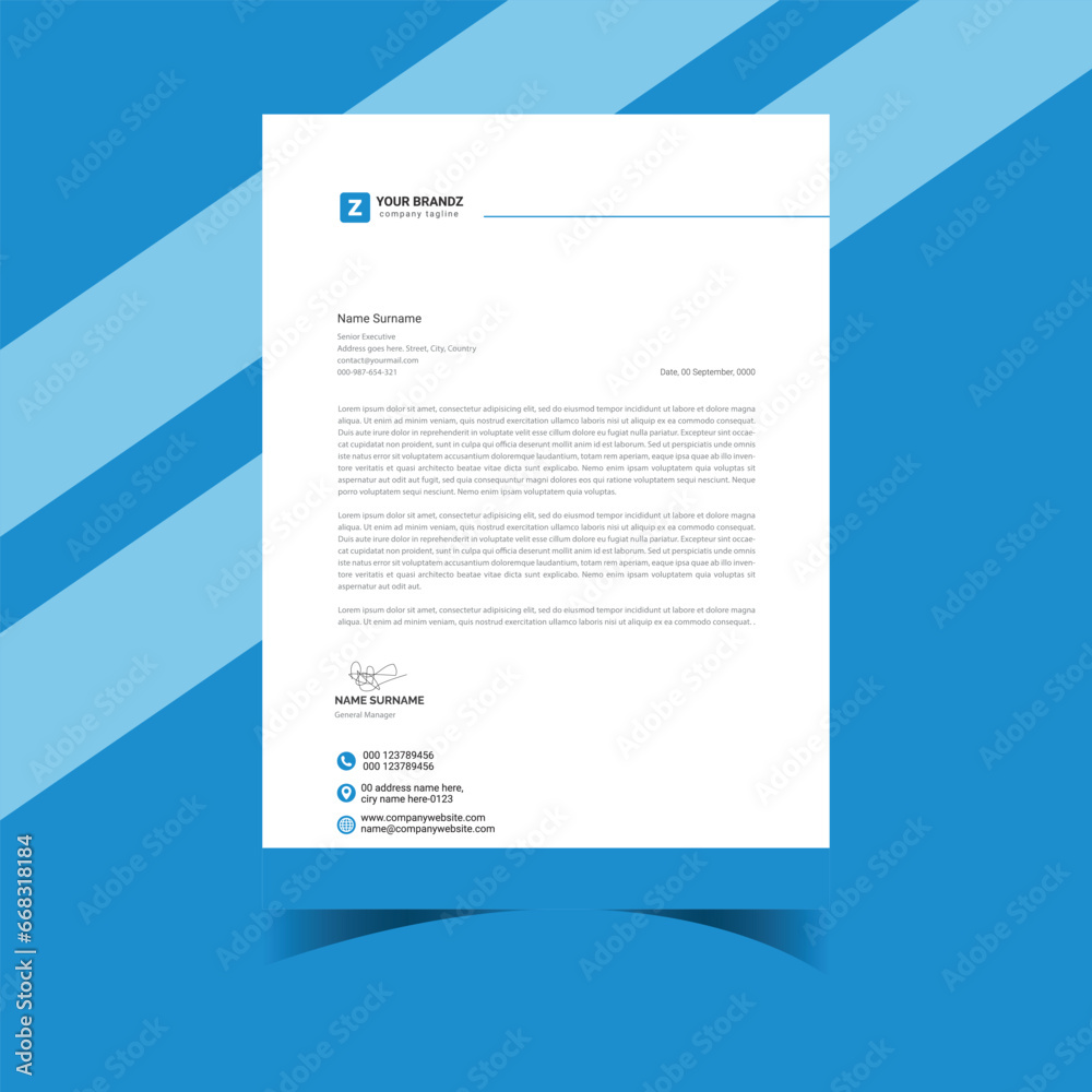 modern corporate letterhead template smart design