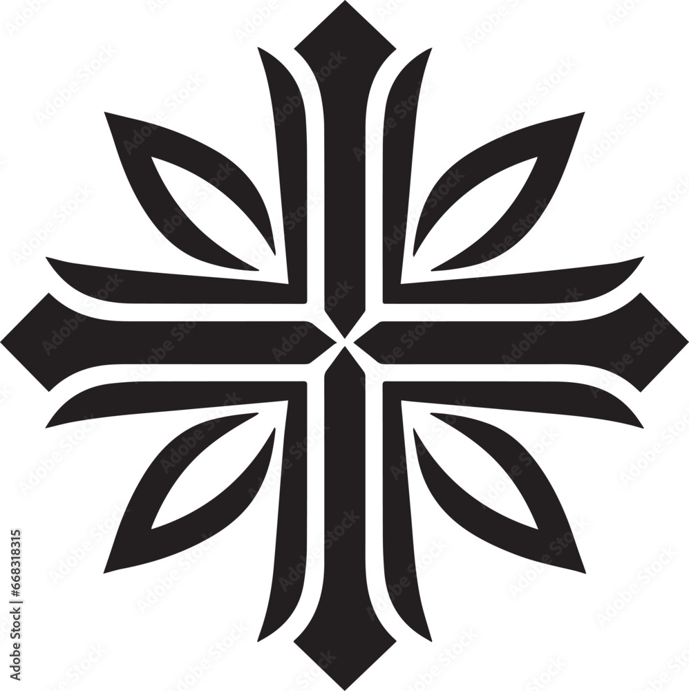 Obraz premium Simple catholic cross, Vector Template for Cutting and Printing