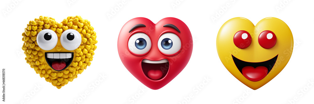 Set of love emoji isolated on a transparent or white background Set of love emoji isolated on a transparent or white background
