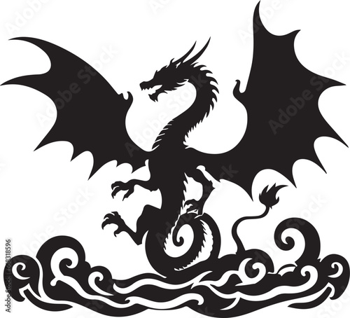 dragon EPS, dragon Silhouette, dragon Vector, dragon Cut File, dragon Vector 