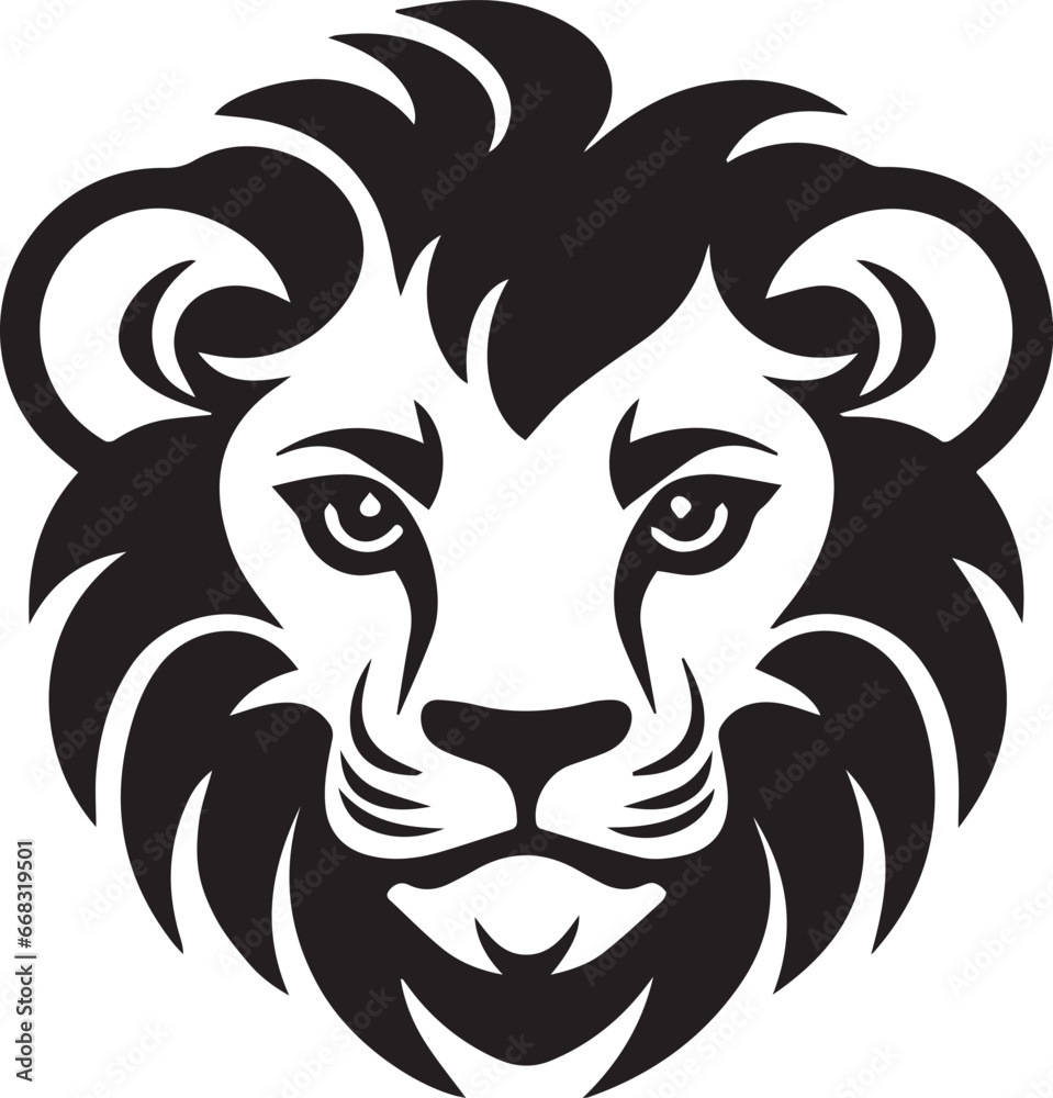 Fototapeta premium Vector Simple Lion Face, Vector Template for Cutting and Printing