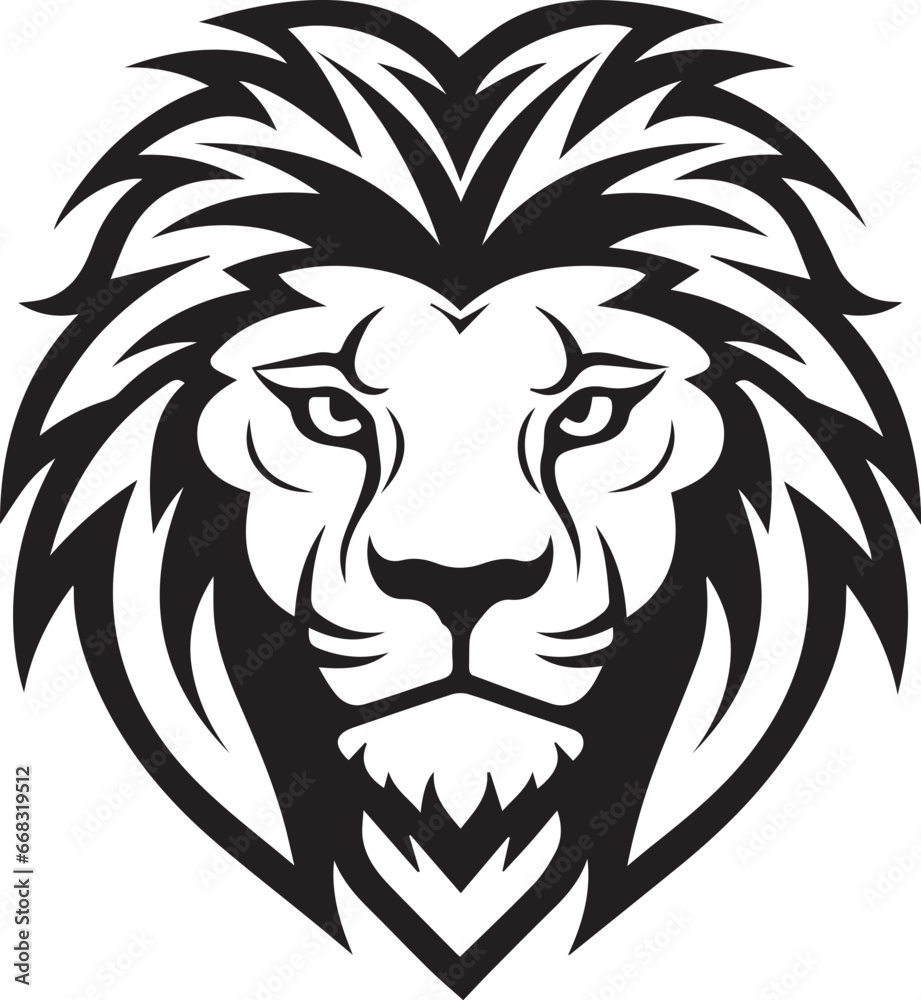 Obraz premium Vector Simple Lion Face, Vector Template for Cutting and Printing