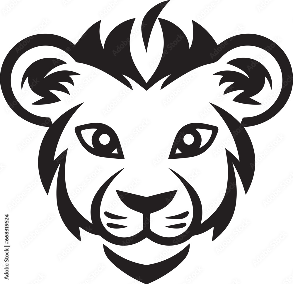 Vector Simple Lion Face, Vector Template for Cutting and Printing