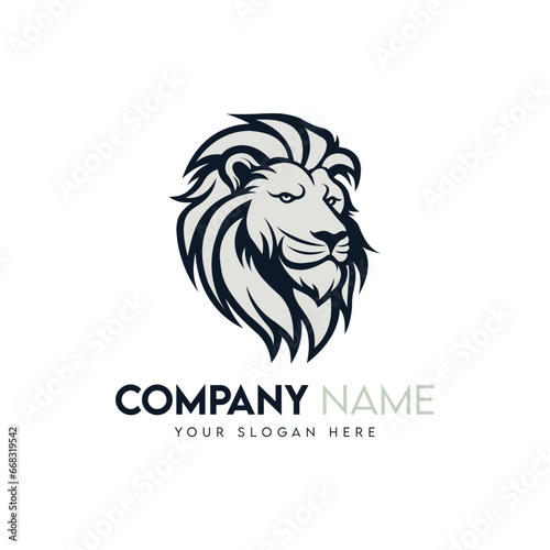 Lion head logo design template. Lion head vector logo design.