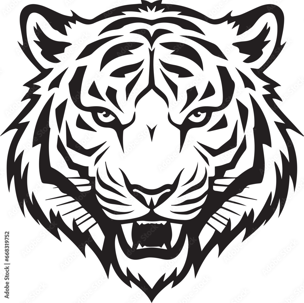 Smile Tiger Face, Vector Template for Cutting and Printing