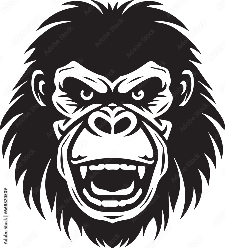 Smile Gorilla Face, Vector Template for Cutting and Printing