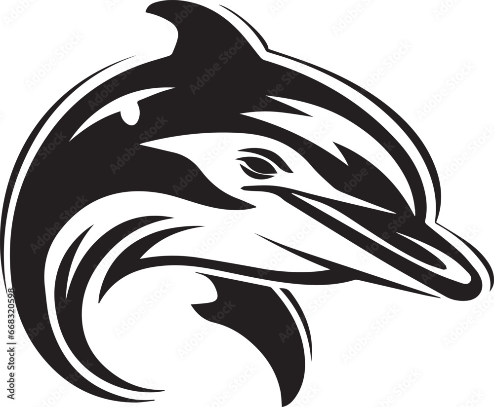 Dolphin Face, Vector Template for Cutting and Printing Dolphin Face, Vector Template for Cutting and Printing