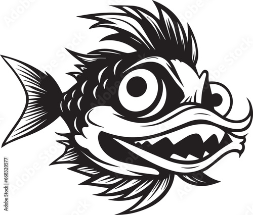 Smile Fish Face, Vector Template for Cutting and Printing