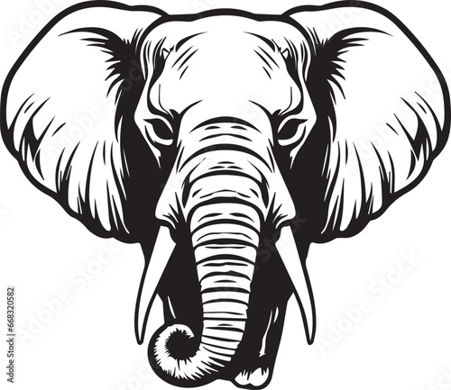 Smile Elephant Face, Vector Template for Cutting and Printing