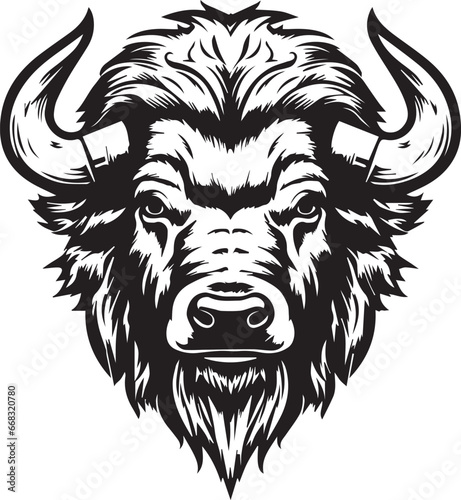 Smile Bison Face, Vector Template for Cutting and Printing