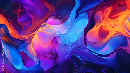 Beautiful abstract colorful background, neon glowing colors. Liquid marble