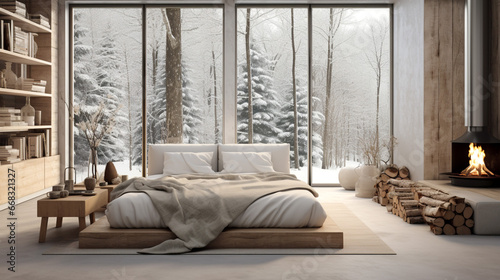 Scandinavian Design, Hygge and Japandi interior design trend that merges Scandinavian minimalism with the natural tactility of Japanese craft. Banner.