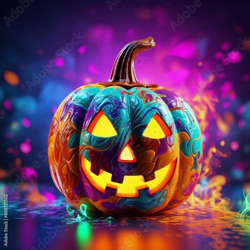 Abstract Creative Colourful Spooky Halloween Festival Pumpkin Background Art