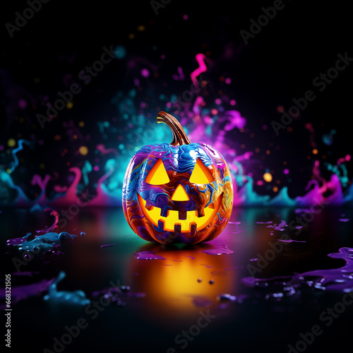 Abstract Creative Colourful Spooky Halloween Festival Pumpkin Background Art
