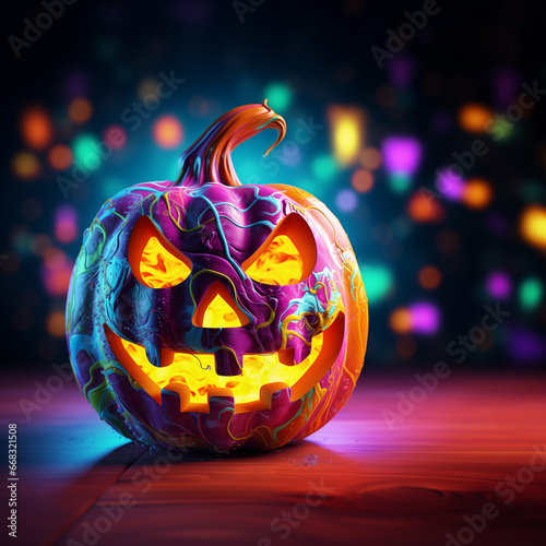 Abstract Creative Colourful Spooky Halloween Festival Pumpkin Background Art