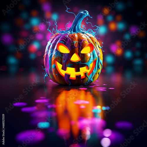 Abstract Creative Colourful Spooky Halloween Festival Pumpkin Background Art