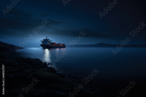 cargo ship on the sea photo