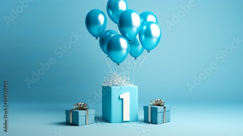 First birthday balloon explosion present box lie flat celebration