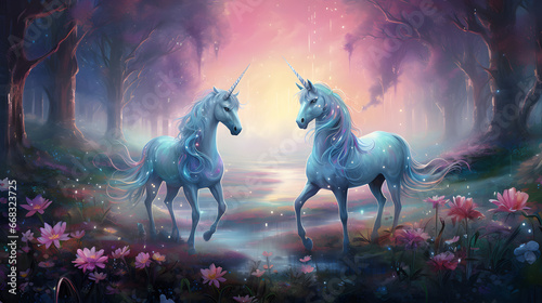 Landscape with unicorns