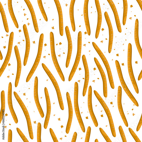 Seamless pattern of baking Baguette Bread