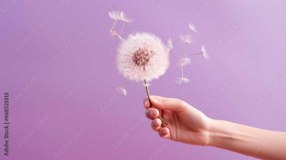 Fototapeta premium A person holding a dandelion in their hand