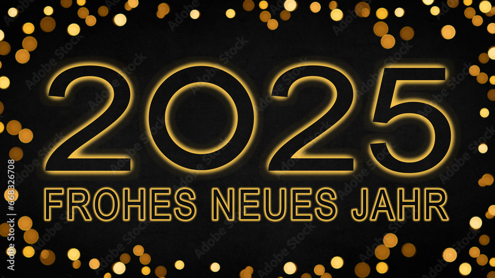 Frohes neues Jahr 2025, Neujahr Grußkarte Feier Karte mit Text, deutsch