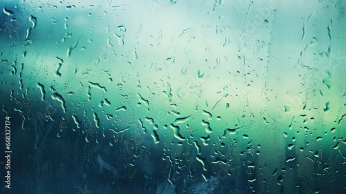 Raindrops on Window Against Blue Sky