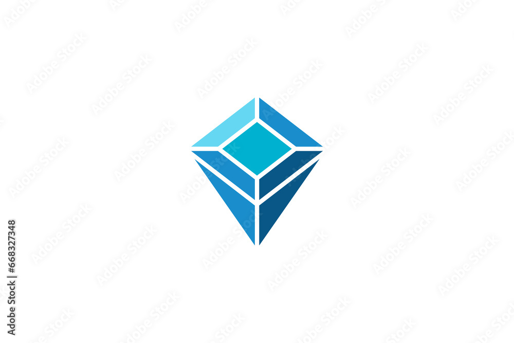 Blue emerald stone logo design in flat design style Blue emerald stone logo design in flat design style
