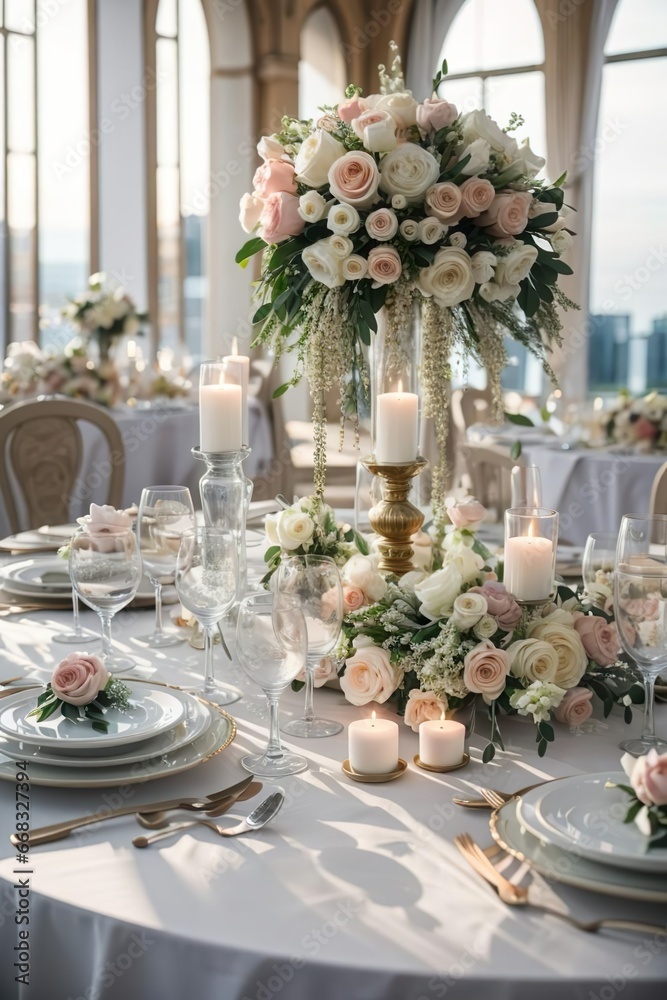 Fototapeta premium wedding reception table setting