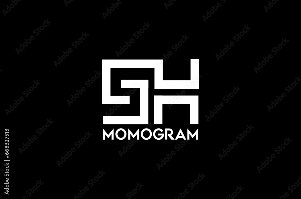 Luxury, monogram, Creative Latter, S H logo design Luxury, monogram, Creative Latter, S H logo design