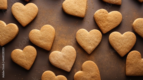 heart shaped cookies on the table, close up view, valentines day background