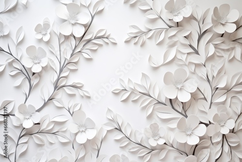 white paper flowers on a white studio background photo