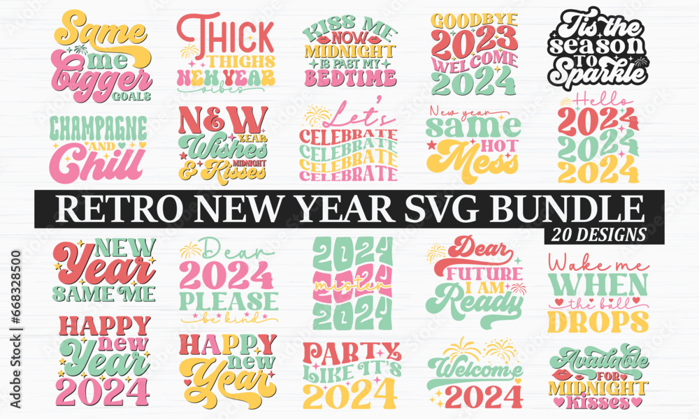 Retro New Year EPS Bundle Retro design Retro New Year EPS Bundle Retro design