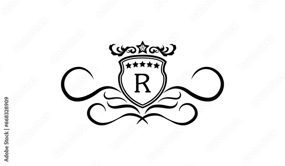 Luxury shield with crown Logo R Luxury shield with crown Logo R