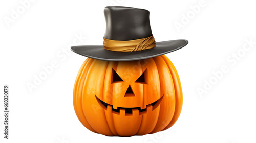 Halloween pumpkin in witch hat isolated on transparent background. png, illustration