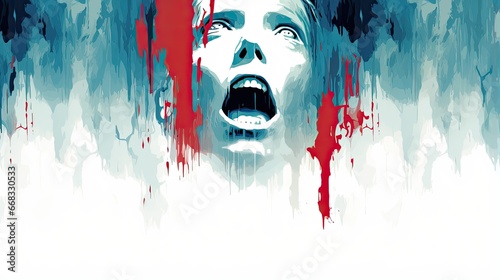 A colorful horror-themed illustration. The concept of horror and fear.