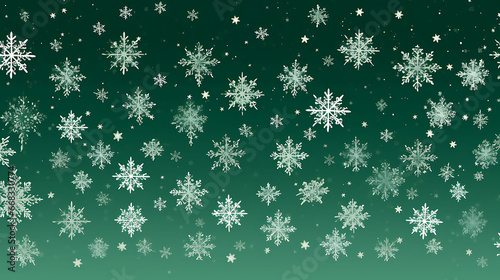 green christmas background with snowflakes