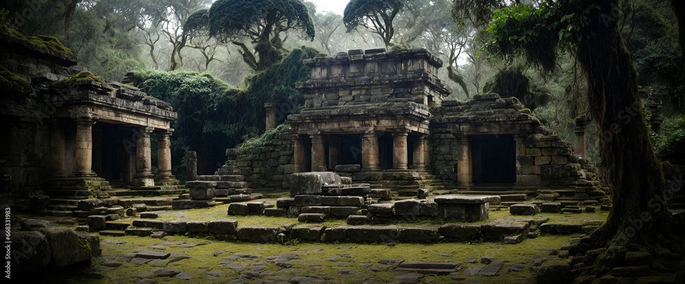 Exotic ancient city temple ruins deep in the forest
Exotic ancient city temple ruins deep in the forest
