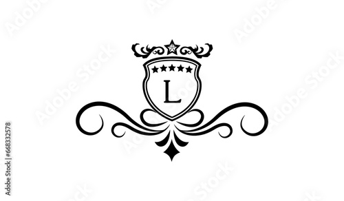 Luxury Monogram shield with crown Logo L