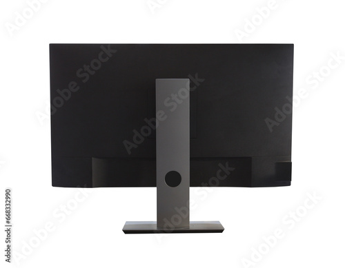 Behind Black computer screen or PC monitor.