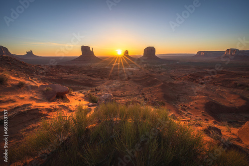 sunrise over monument valley, arizona, usa photo