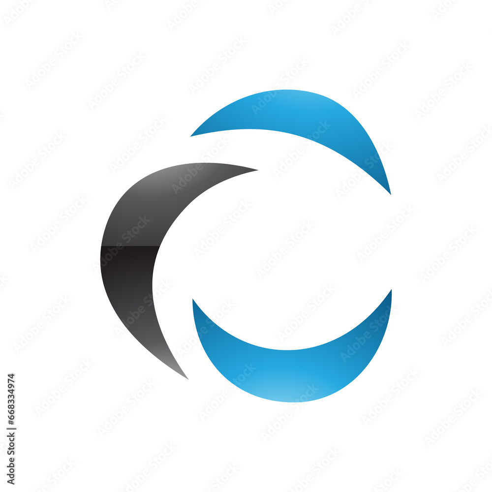 Black and Blue Glossy Crescent Shaped Letter C Icon Black and Blue Glossy Crescent Shaped Letter C Icon