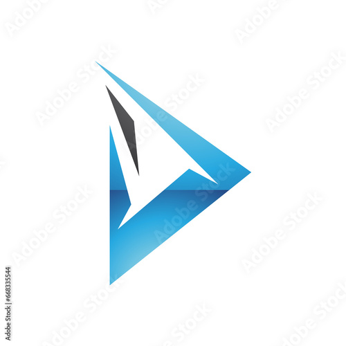 Black and Blue Glossy Spiky Triangular Letter D Icon