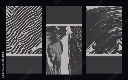 set of abstract banners, grunge minimalist abstract backgrounds, paint stains and patterns