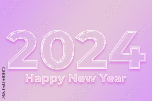 2024 Happy New year text in balloon effect 